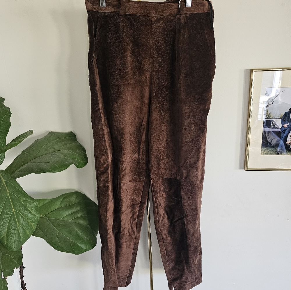 Vintage Bown Suede Leather Pants